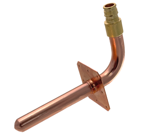 1/2 inch Pex-A Expansion Stub Out Elbow with Flange | 3-1/2 Inch x 6 Inch