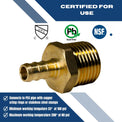3/8 Inch PEX-B Barb Crimp X 1/2 Inch MALE NPT ADAPTER