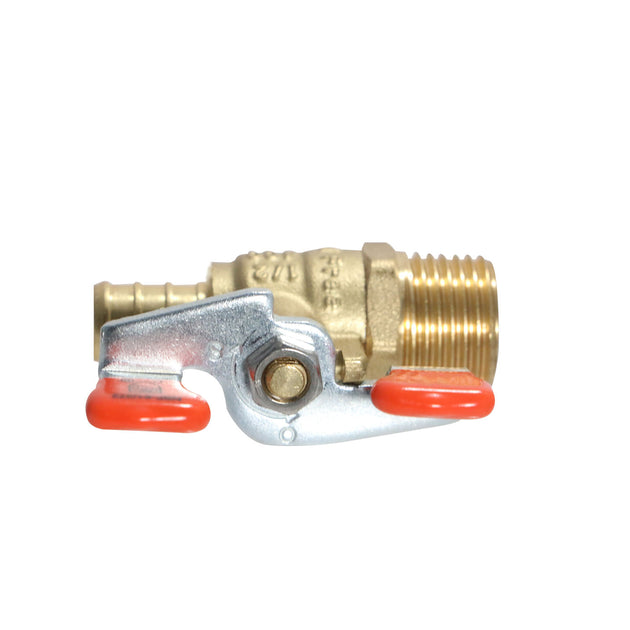 1/2 inch PEX-B Barb x 1/2 inch Male Ball Valve with Tee Handle