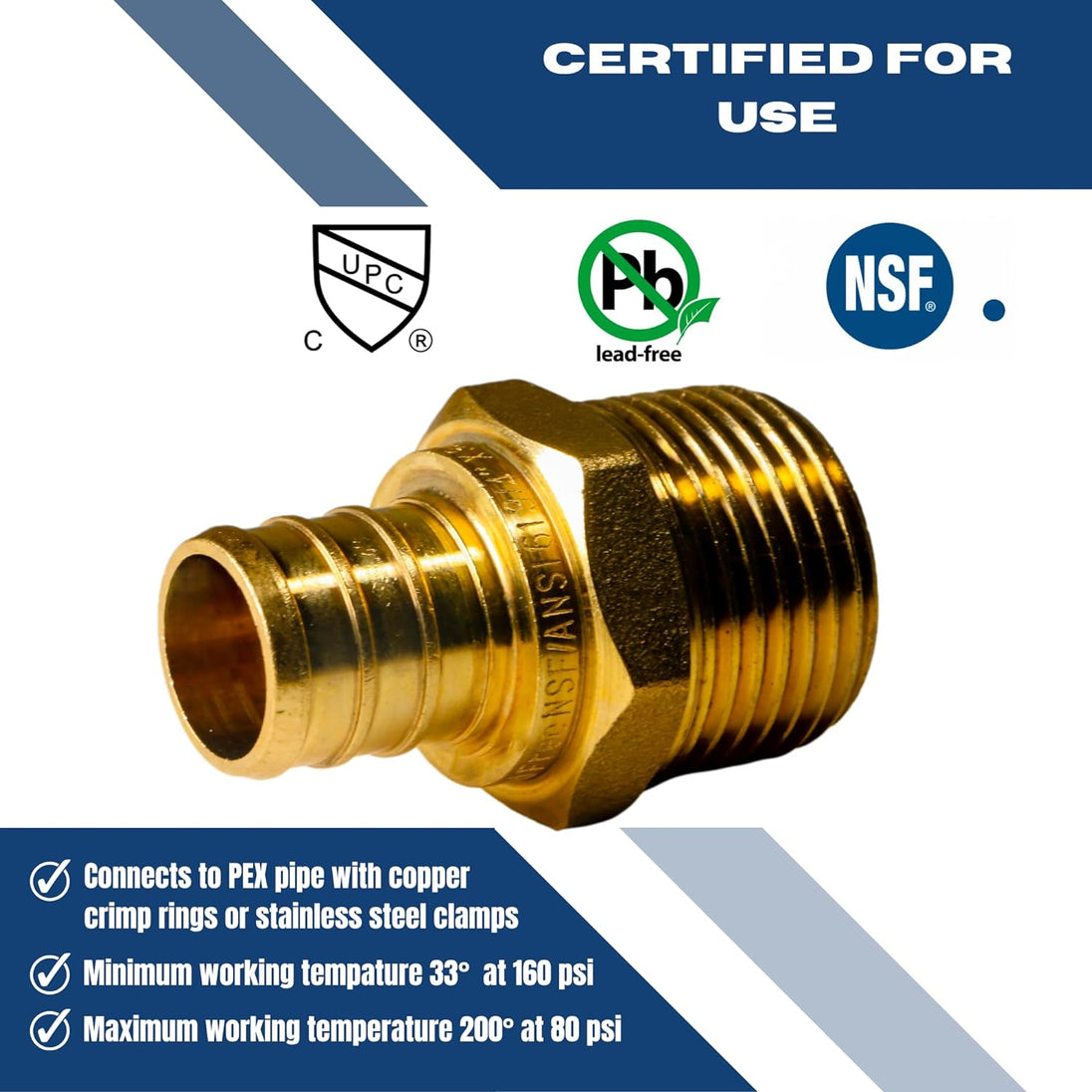3/4 Inch PEX-B Barb Crimp X 3/4 Inch MALE NPT ADAPTER