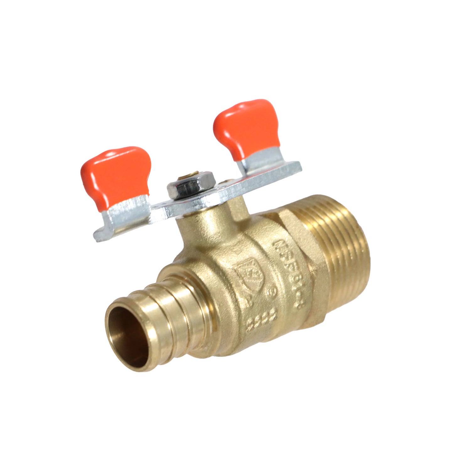3/4 inch PEX-B Barb x 3/4 inch Male Ball Valve with Tee Handle