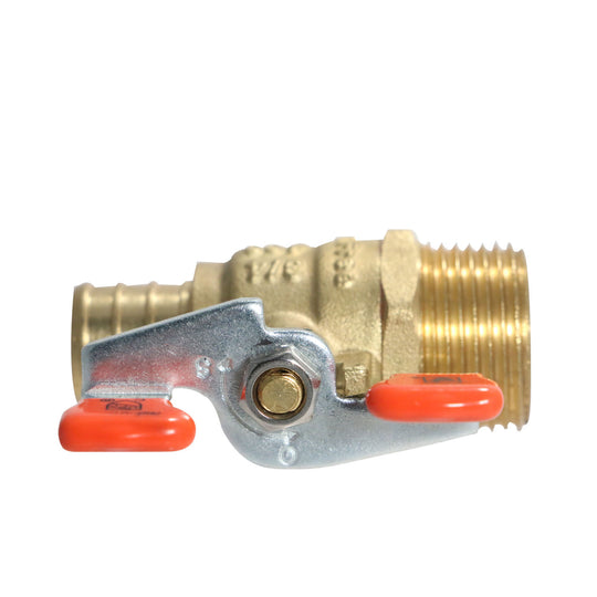 3/4 inch PEX-B Barb x 3/4 inch Male Ball Valve with Tee Handle