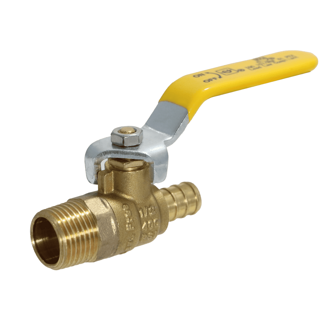 1/2 inch PEX-B Barb x 1/2 inch Male Ball Valve
