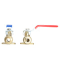 1/2 Inch PEX-B Barb Ball Valve With Drop Ear, Red and Blue