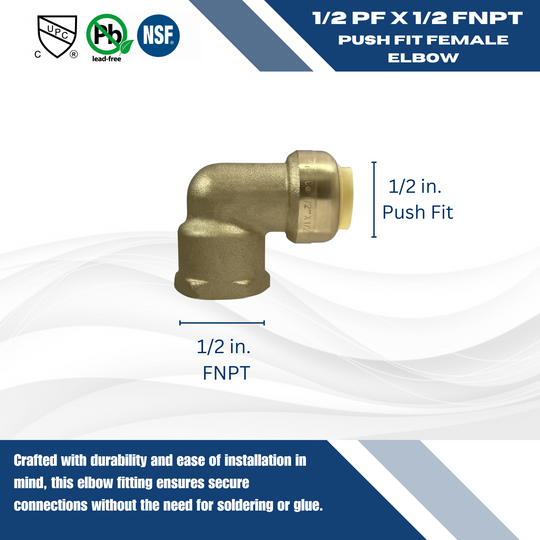 Push-to-Connect 1/2 Inch x 1/2 Inch Female Elbow
