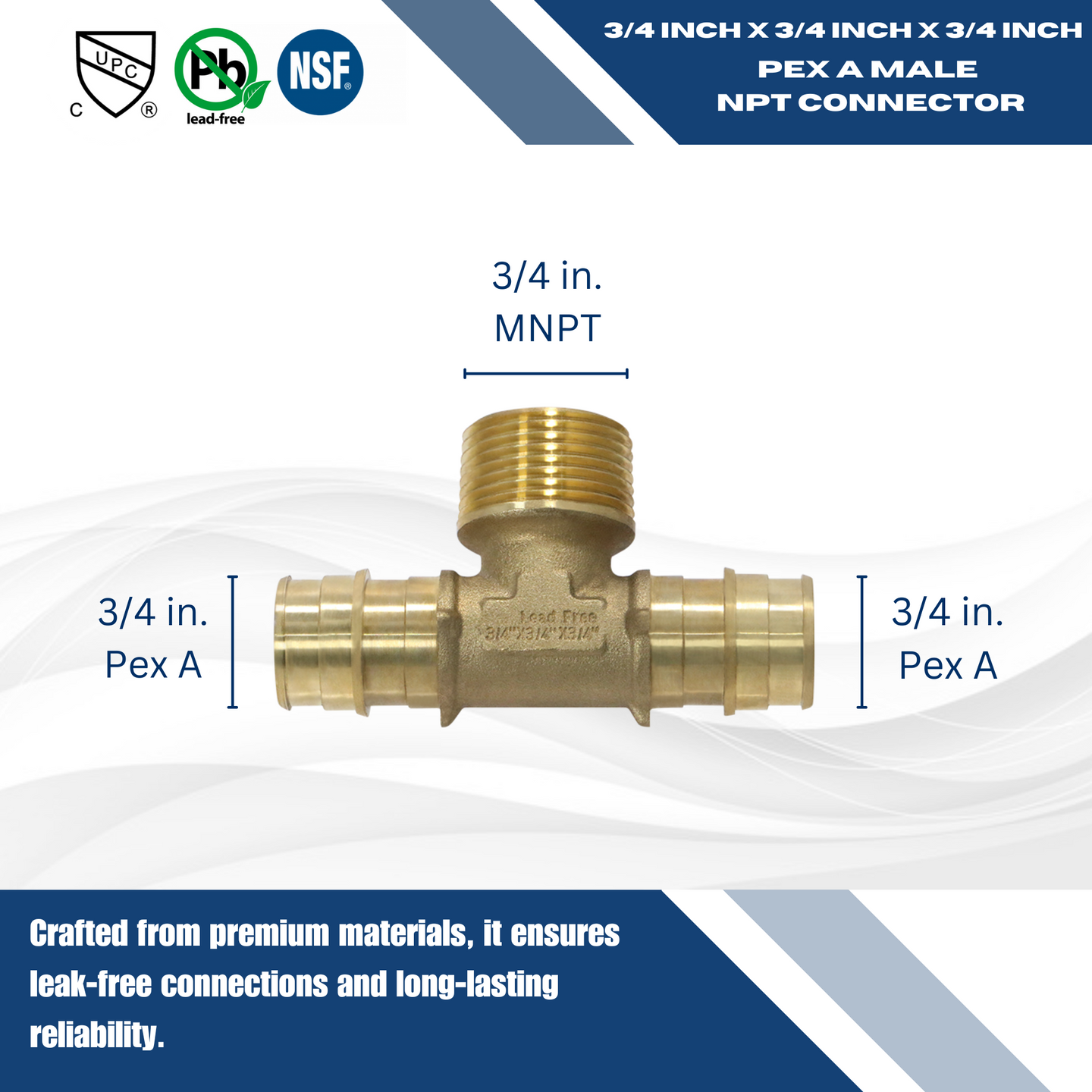 3/4 Inch Pex-A Expansion Male NPT Tee