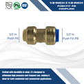 Push-to-Connect 1/2 Inch x 1/2 Inch PB Coupling