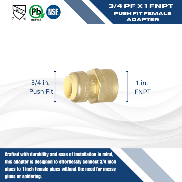 3/4 inch Push-to-Connect x 1 inch Female Adapter