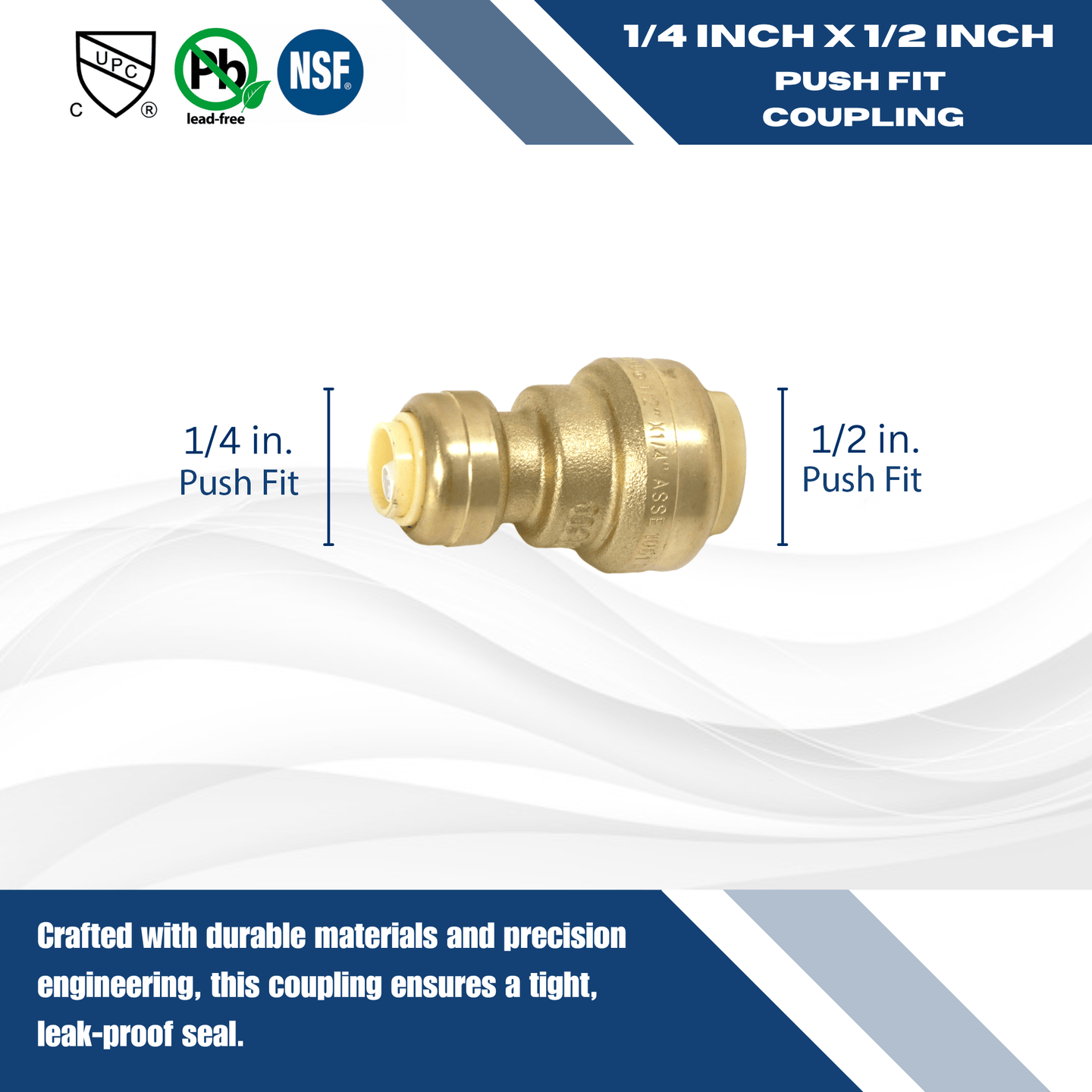 1/2 inch x 1/4 inch Push-to-Connect Reducing Coupling