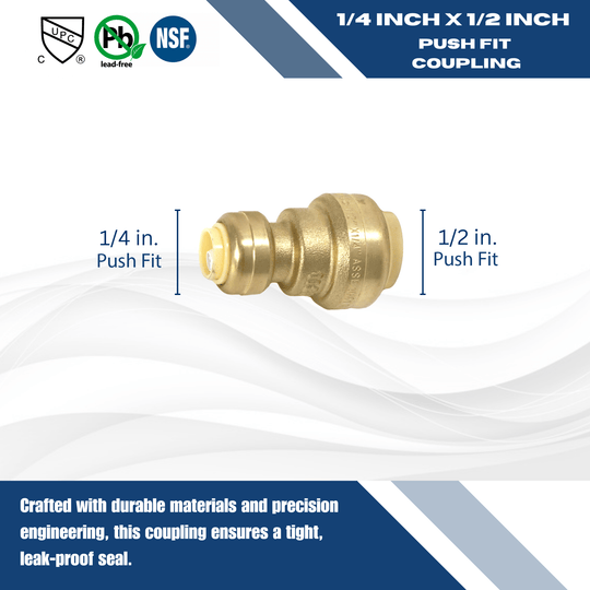 1/2 inch x 1/4 inch Push-to-Connect Reducing Coupling