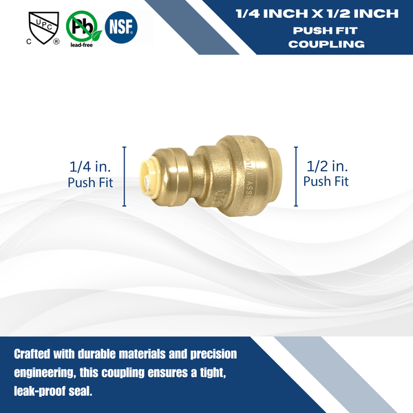 1/2 inch x 1/4 inch Push-to-Connect Reducing Coupling