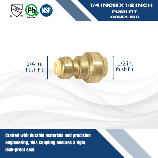 1/2 inch x 1/4 inch Push-to-Connect Reducing Coupling