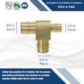 3/4 Inch x 1/2 Inchx 3/4 Inch Pex-A Expansion Tee