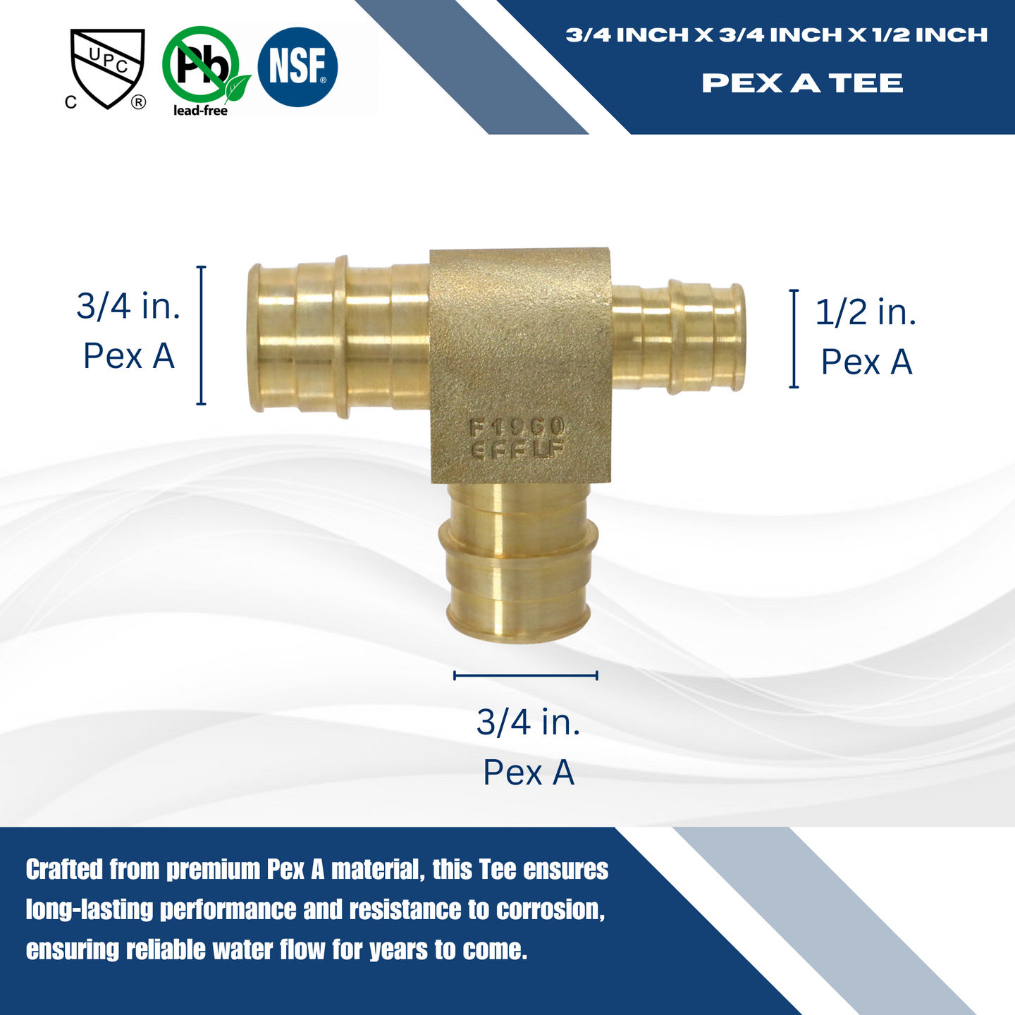 3/4 Inch x 1/2 Inchx 3/4 Inch Pex-A Expansion Tee