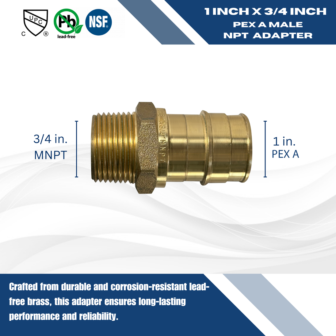 Pex-A Expansion 1 Inch x 3/4 Inch Male NPT