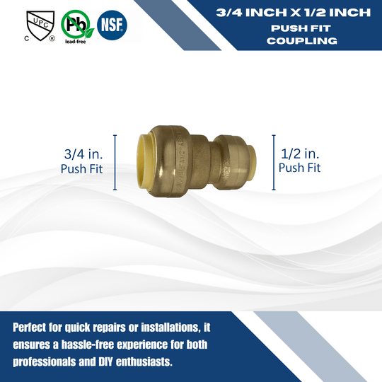 3/4 inch x 1/2 inch Push-to-Connect Reducing Coupling