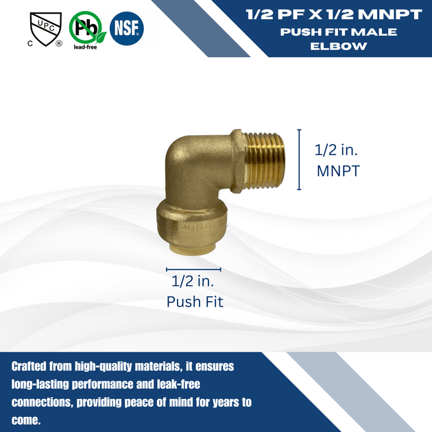 1/2 inch Push-to-Connect Male Elbow