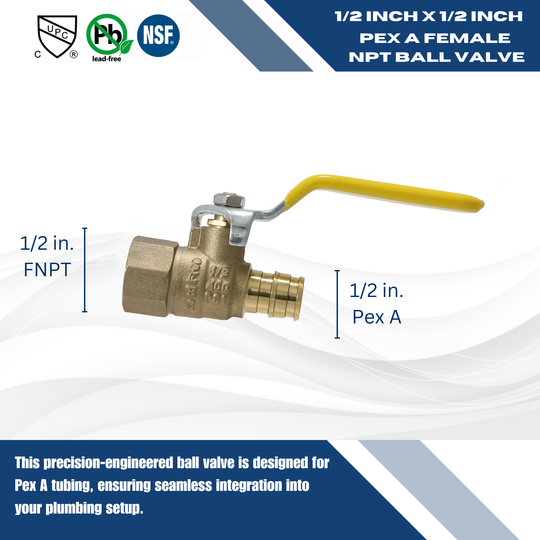 1/2 Inch Pex-A Expansion Female NPT Ball Valve