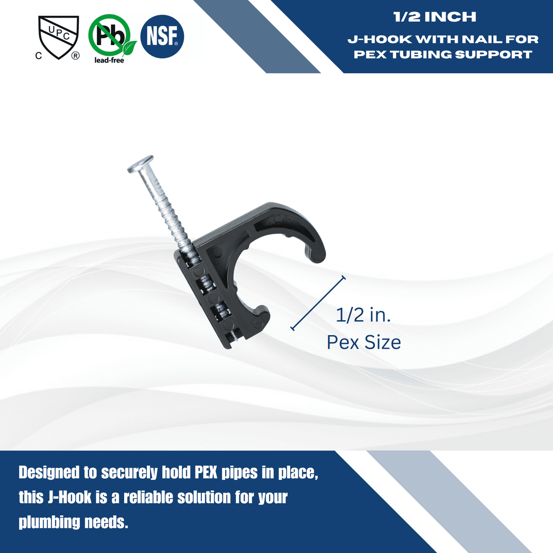 1/2 Inch J-Hook with Nail For Pex Tubing Pipe Support