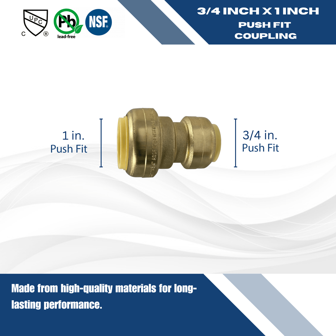 1 inch x 3/4 inch Push-to-Connect Reducing Coupling