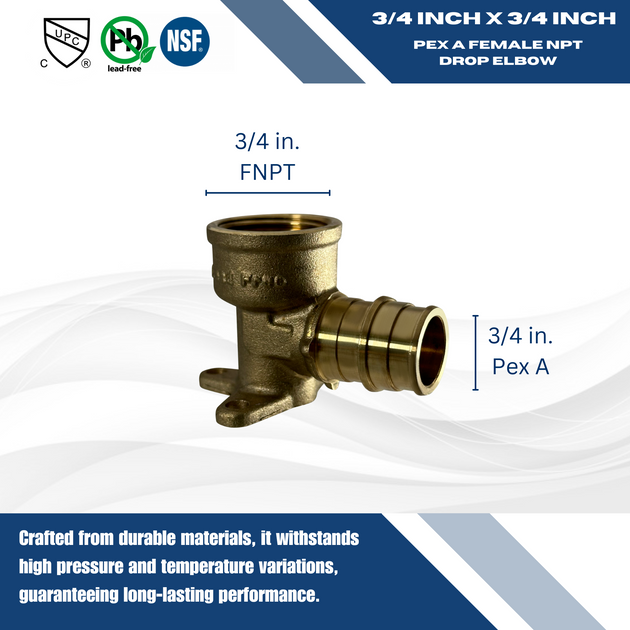 3/4 Inch Pex-A Expansion FNPT Drop Ear Elbow