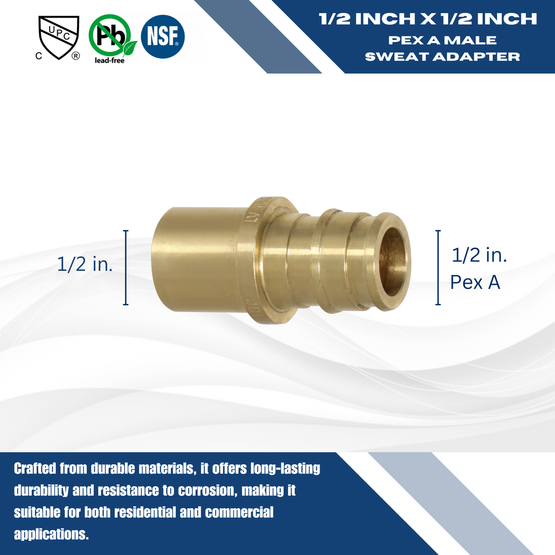 1/2 Inch Pex-A Expansion Male Sweat Adapter