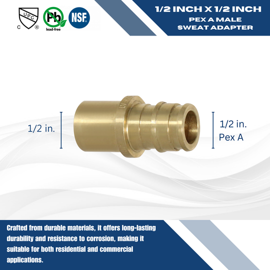 1/2 Inch Pex-A Expansion Male Sweat Adapter