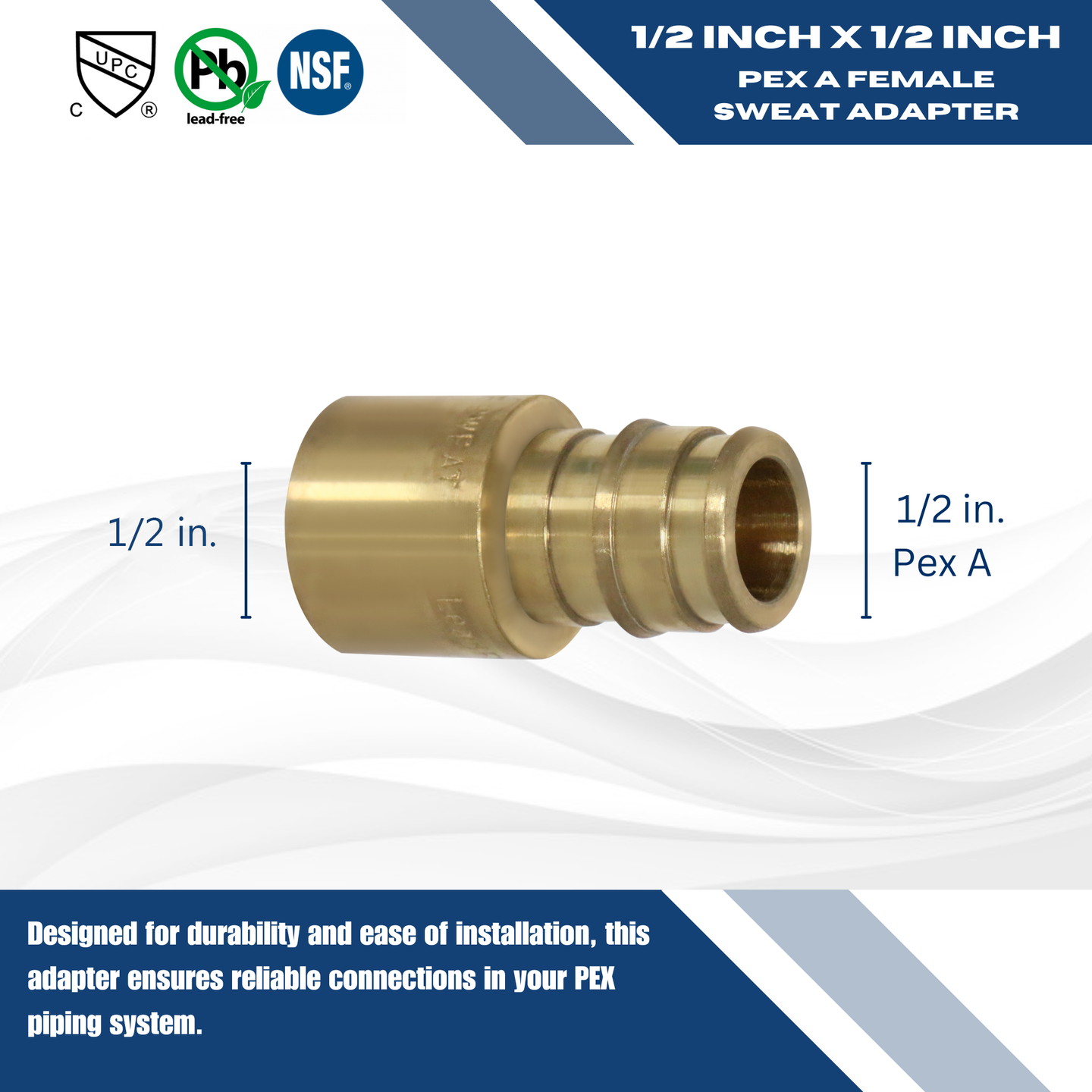 1/2 Inch Pex-A Expansion Female Sweat Adapter