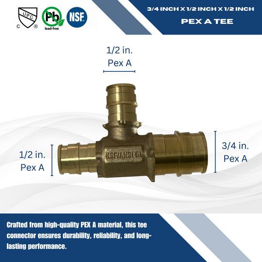 3/4 Inch x 1/2 Inchx 1/2 Inch Pex-A Expansion Tee