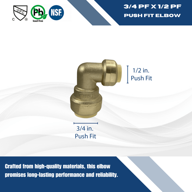 3/4 inch x 1/2 inch Push-to-Connect Elbow