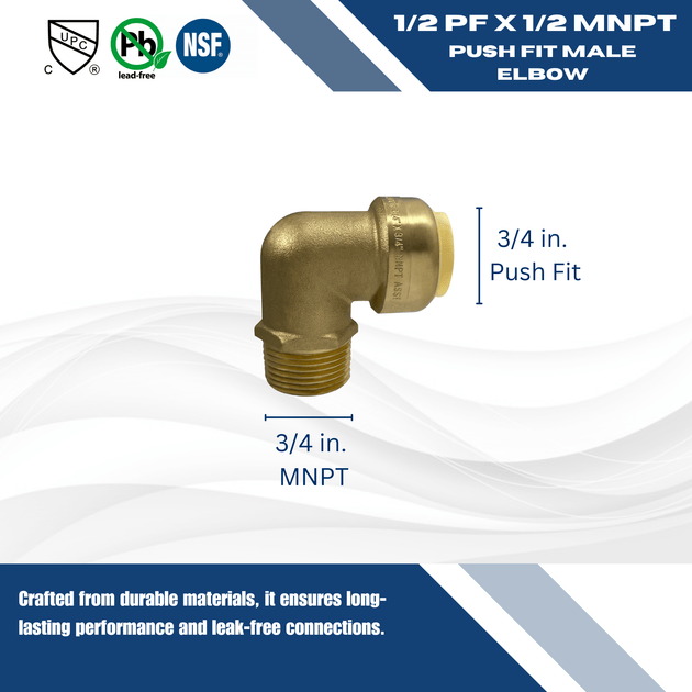 3/4 inch Push-to-Connect Male Elbow