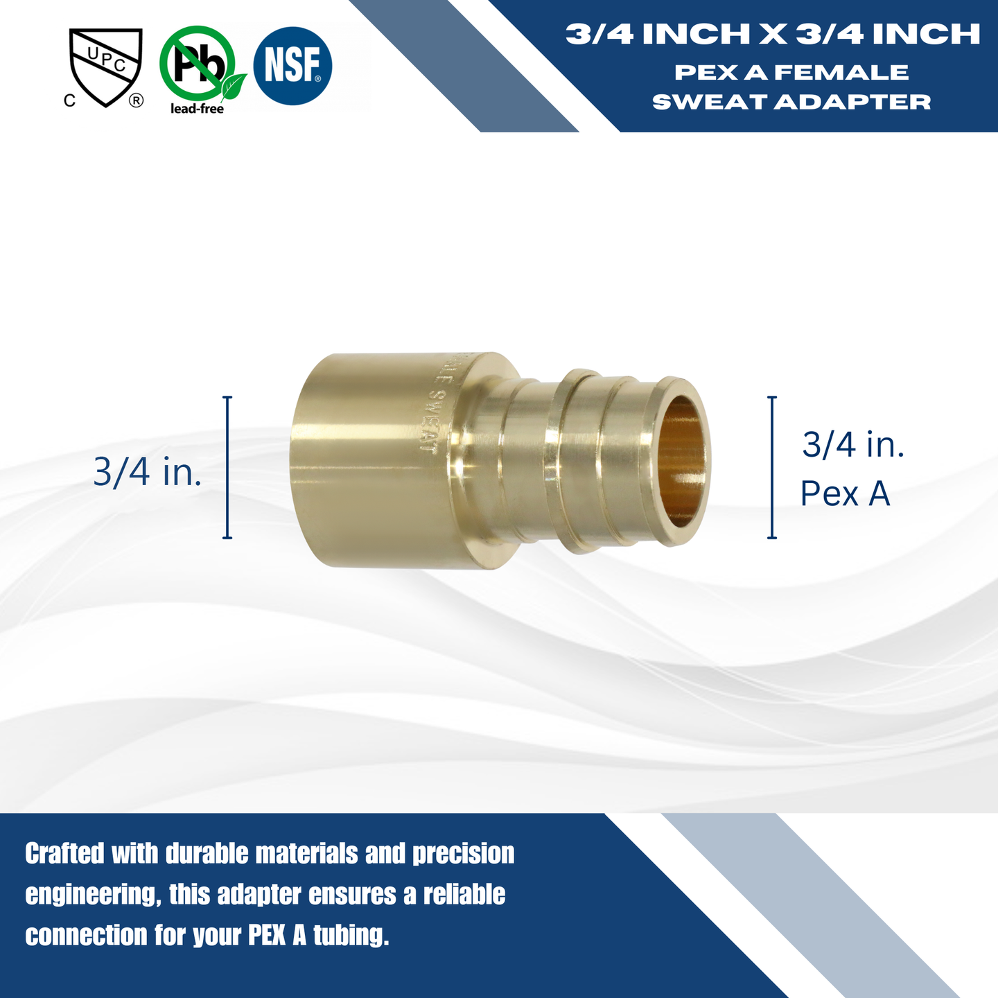 3/4 Inch Pex-A Expansion Female Sweat Adapter