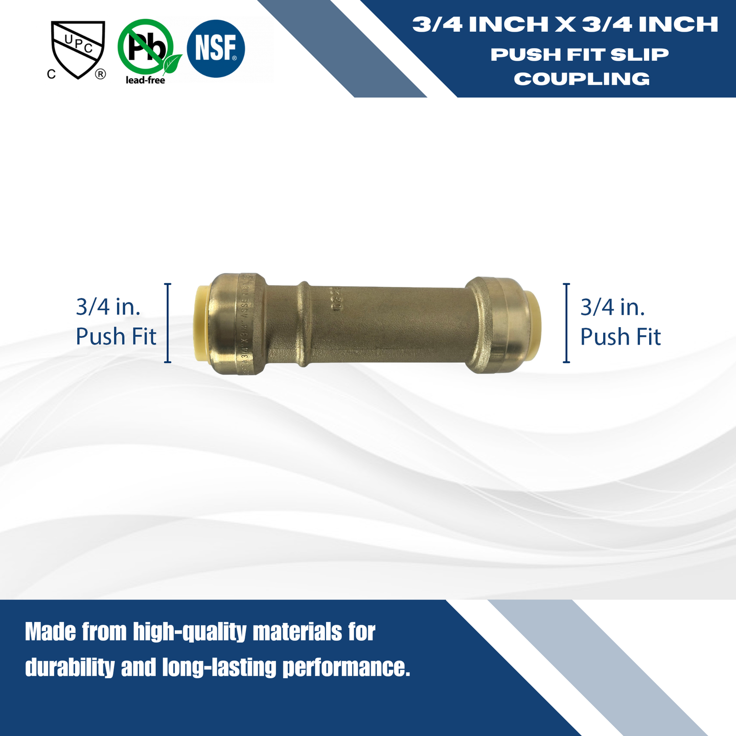 Push-to-Connect 3/4 Inch x 3/4 Inch Repair Coupling