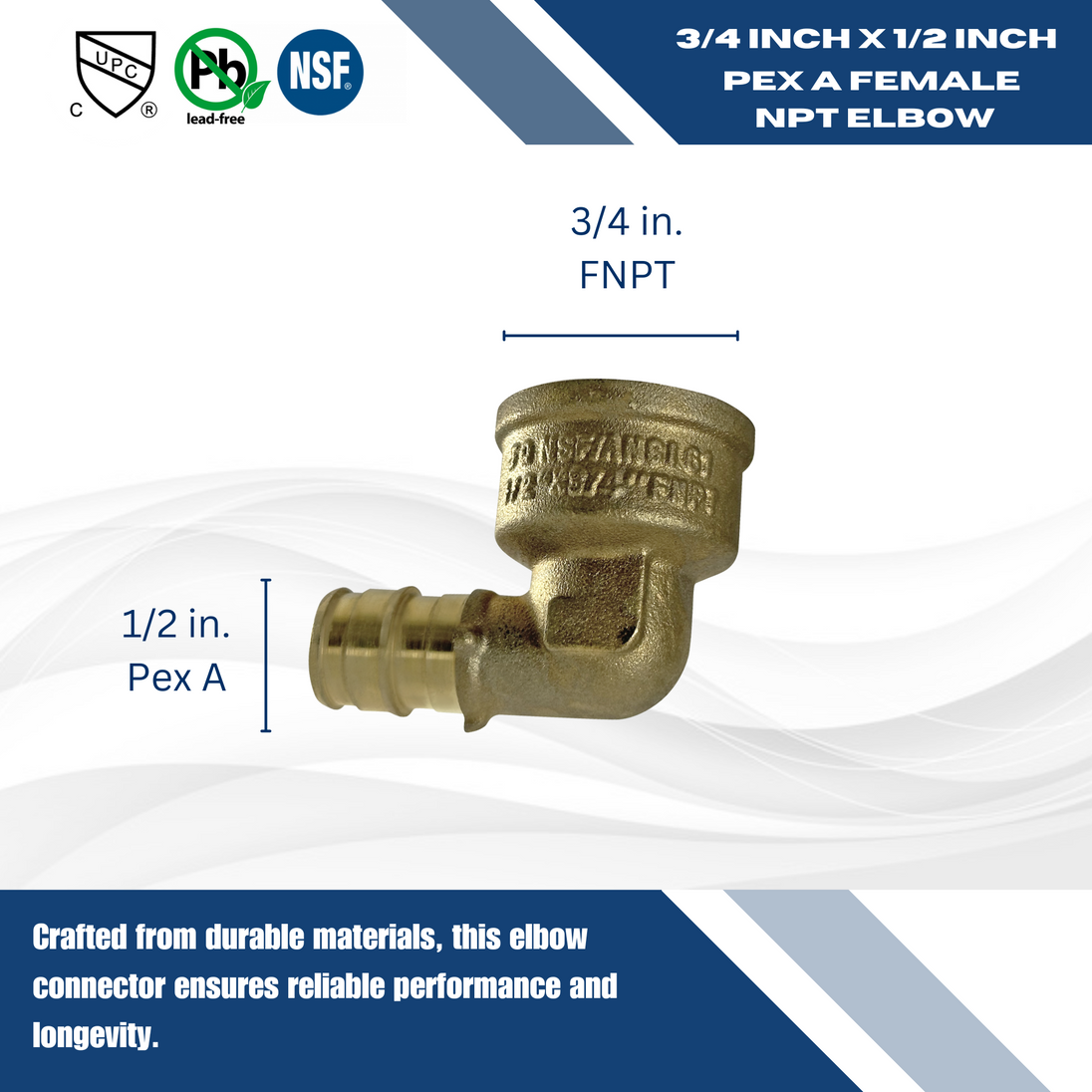 1/2 Inch x 3/4 Inch Pex-A Expansion Female NPT Elbow