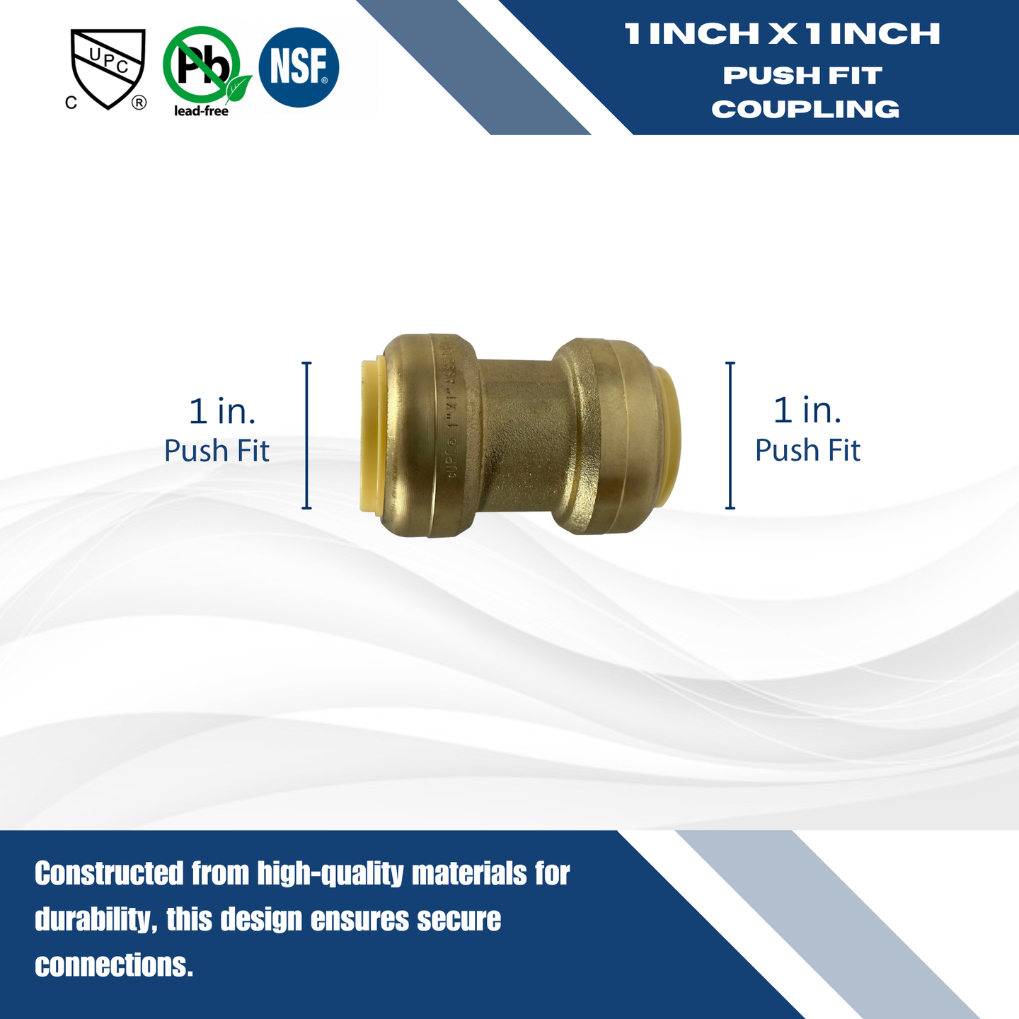 Push-to-Connect 1 Inch x 1 Inch Coupling