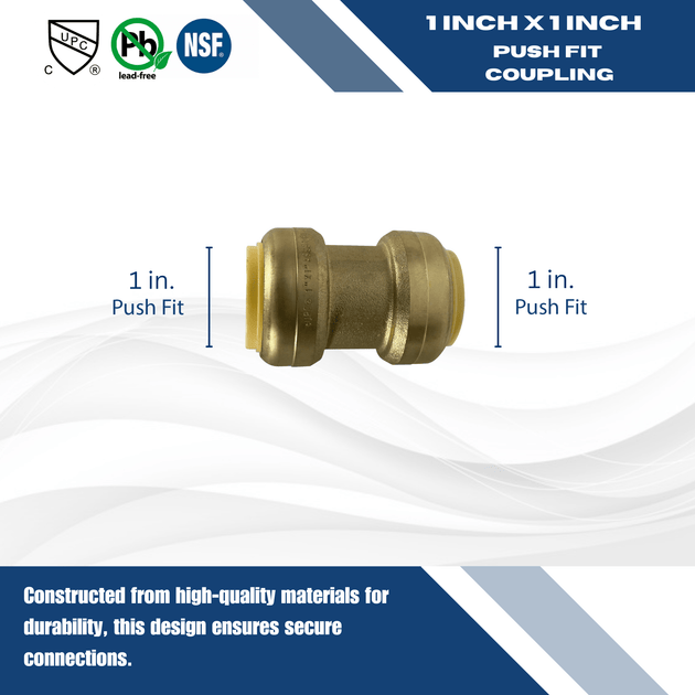 Push-to-Connect 1 Inch x 1 Inch Coupling