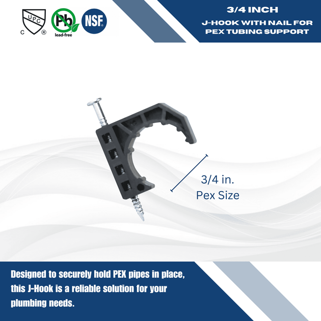 3/4 Inch J-Hook with Nail For Pex Tubing Pipe Support
