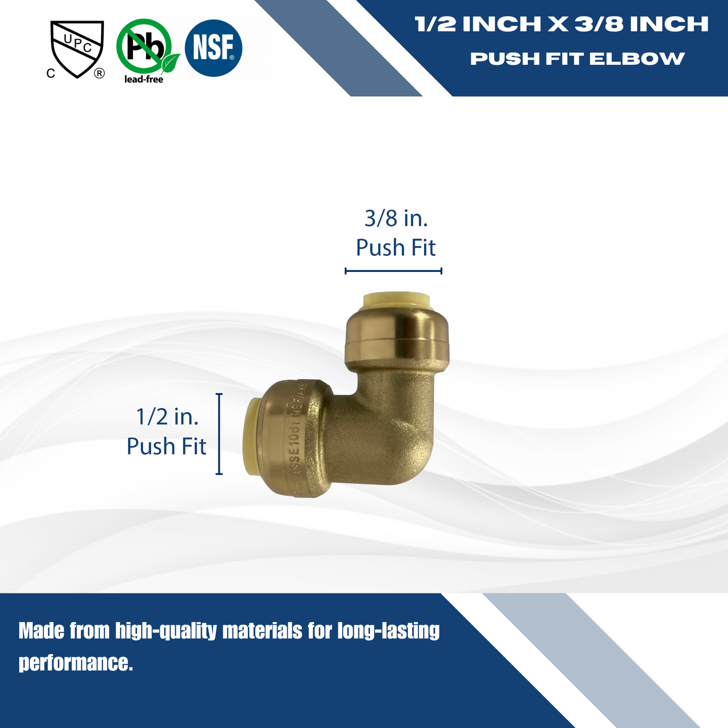 1/2 inch x 3/8 inch Push-to-Connect Elbow