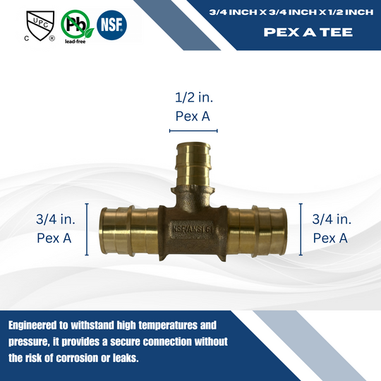 3/4 Inch x 3/4 Inchx 1/2 Inch Pex-A Expansion Tee