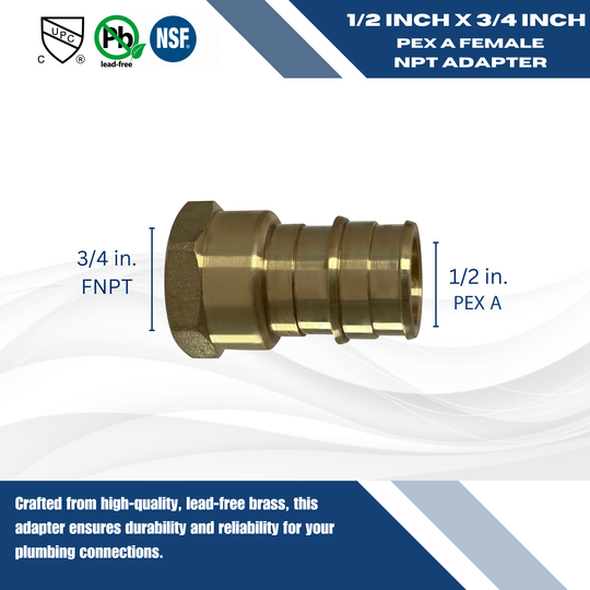 Pex-A Expansion 3/4 Inch x 1/2 Inch Female NPT