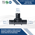 3/4 Inch PEX-B Barb Crimp Poly Alloy Tee