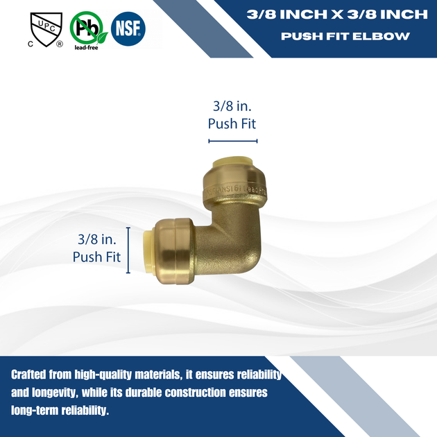 Push-to-Connect 3/8 Inch x 3/8 Inch Elbow