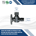 Pex-A Expansion 1/2 Inch x 3/8 Inch OD Compression Angle Stop Valve