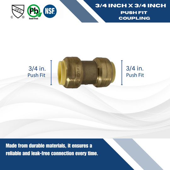 Push-to-Connect 3/4 Inch x 3/4 Inch Coupling