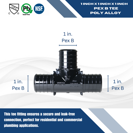 1 Inch PEX-B Barb Crimp Poly Alloy Tee