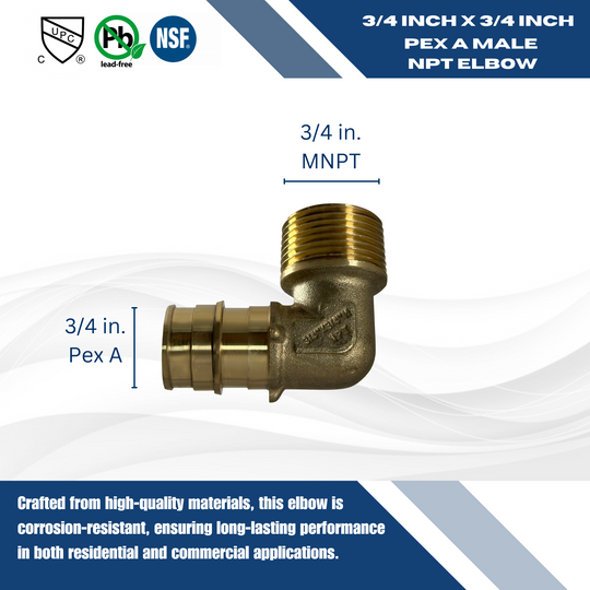 Pex-A Expansion 3/4 Inch x 3/4 Inch Male NPT Elbow