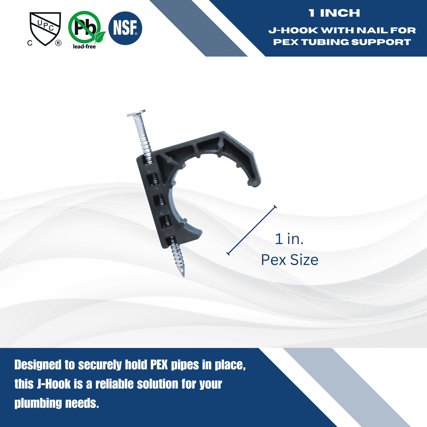 1 Inch J-Hook with Nail For Pex Tubing Pipe Support