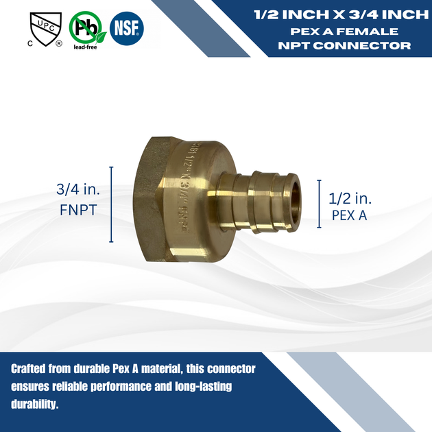 Pex-A Expansion 1/2 Inch x 3/4 Inch Female NPT