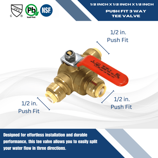 1/2 inch Push-to-Connect Tee Valve