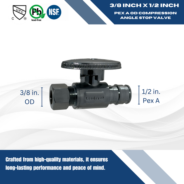 Pex-A Expansion 1/2 Inch x 3/8 Inch OD Compression Straight Stop Valve